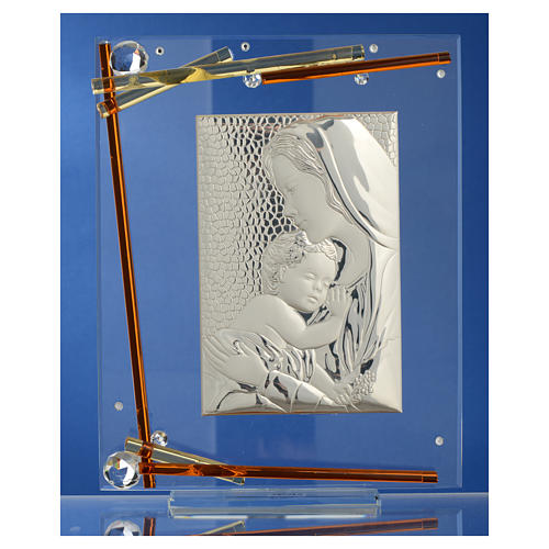 New born baby favour, picture with Maternity image in crystal and silver 25x20cm 2