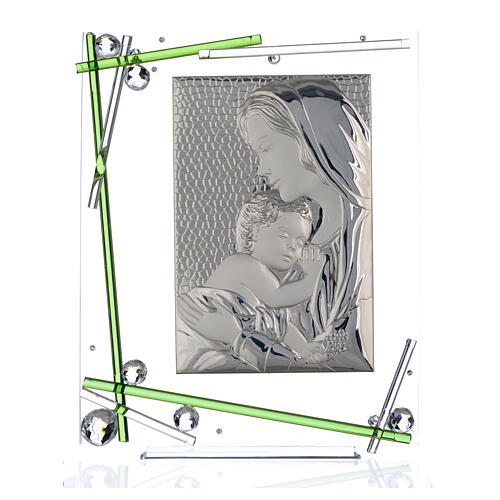 Glasbild zur Mutterschaft mit grünen Details, 34x28 cm 1