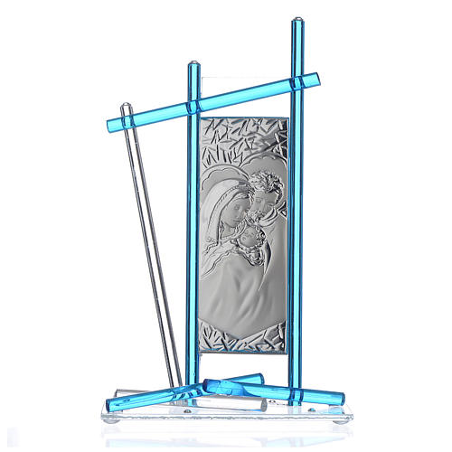 Icon Holy Family silver and Murano Glass, Aquamarine 24x15cm 1