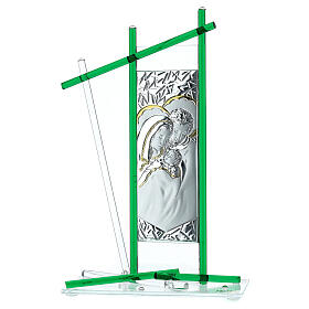 Ikone Heilige Familie aus Muranoglas in grün, 24x15 cm