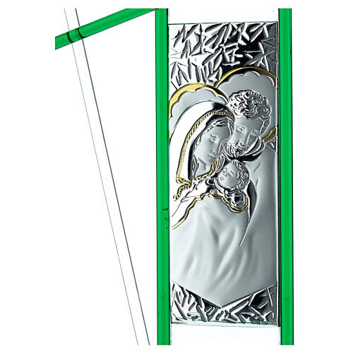 Icône Sainte Famille verre Murano vert 24x15 cm 2
