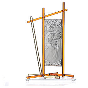 Ikone Heilige Familie aus Muranoglas bernsteinfarben, 24x15 cm