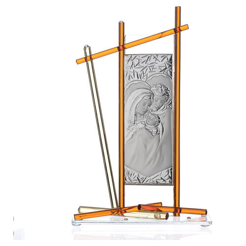 Ikone Heilige Familie aus Muranoglas bernsteinfarben, 24x15 cm 2