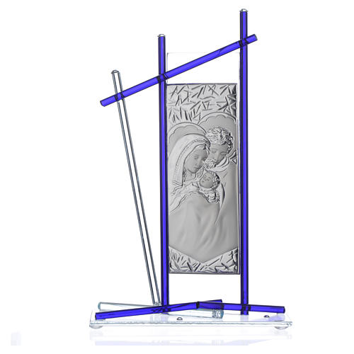 Icône Sainte Famille verre Murano bleu 24x15 cm 3