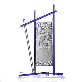 Icona Sacra Famiglia vetro Murano Blu 24x15 cm