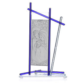 Ikona święta Rodzina szkło Murano niebieskie 24x15 cm