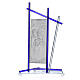 Ikona święta Rodzina szkło Murano niebieskie 24x15 cm s2