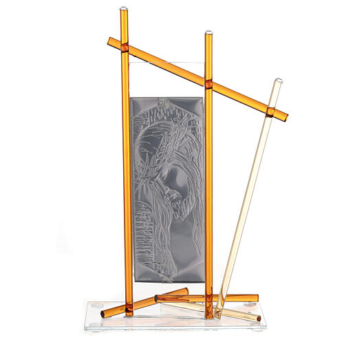 Icône Christ avec verre Murano Ambre 24x15 cm 4