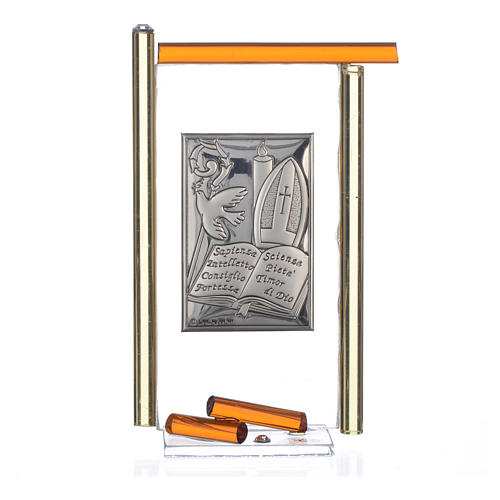 Ikona Bierzmowanie srebro i szkło Murano bursztynowe 13x8 cm 3