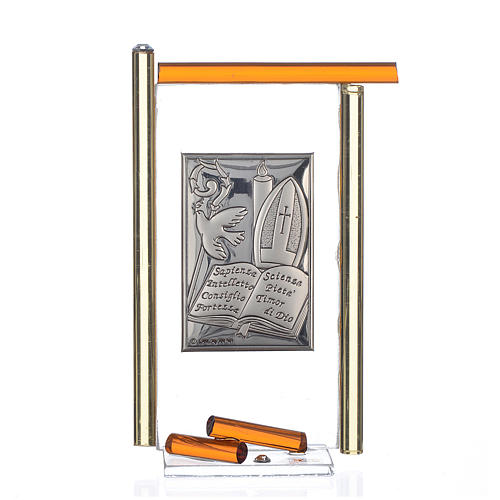 Ikona Bierzmowanie srebro i szkło Murano bursztynowe 13x8 cm 1