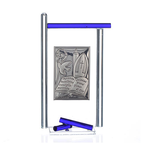 Ikona Bierzmowanie srebro i szkło Murano niebieskie 13x8 cm 1