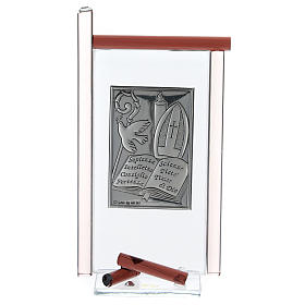 Ikona Bierzmowanie srebro i szkło Murano fioletowe 13x8 cm