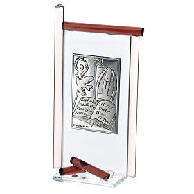 Ikona Bierzmowanie srebro i szkło Murano fioletowe 13x8 cm