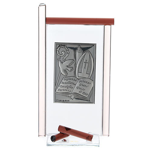 Ikona Bierzmowanie srebro i szkło Murano fioletowe 13x8 cm 1