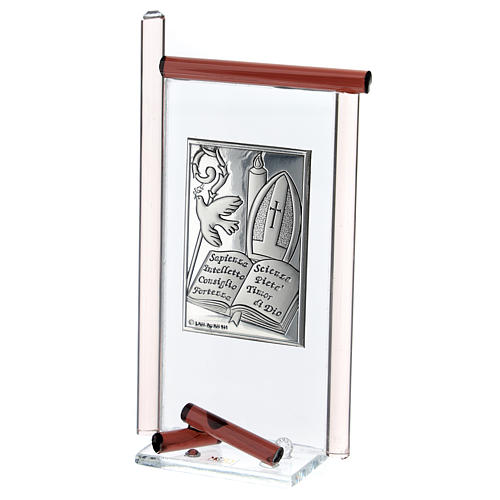 Ikona Bierzmowanie srebro i szkło Murano fioletowe 13x8 cm 2