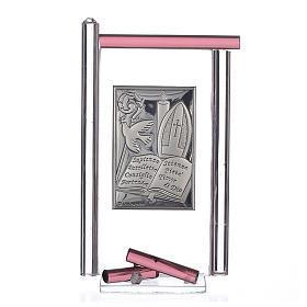 Dicas de Presentes e Lembrancinhas: Ícone Crisma prata e vidro Murano roxo 13x8 cm Dicas de Presentes e Lembrancinhas: Ícone Crisma prata e vidro Murano roxo 13x8 cm