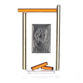 Painting Christ silver and Murano Glass, Amber 13x8cm
