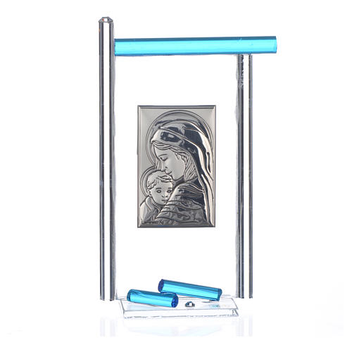 Ícone Nascimento prata e vidro Murano água-marinha 13x8 cm 3