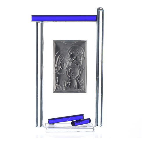 Pamiątka święta Rodzina srebro i szkło Murano niebieskie 13x8 cm 2
