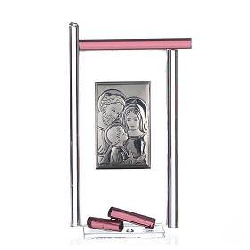 Pamiątka święta Rodzina srebro i szkło Murano fioletowe 13x8 cm