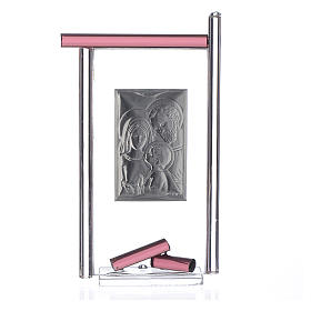 Pamiątka święta Rodzina srebro i szkło Murano fioletowe 13x8 cm
