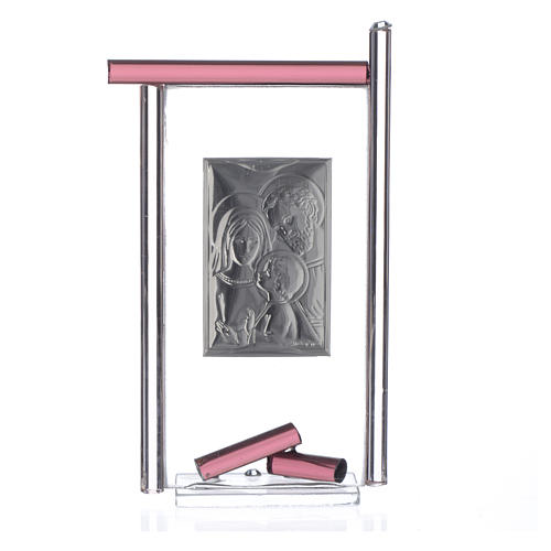 Pamiątka święta Rodzina srebro i szkło Murano fioletowe 13x8 cm 4