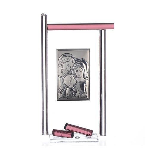 Pamiątka święta Rodzina srebro i szkło Murano fioletowe 13x8 cm 1