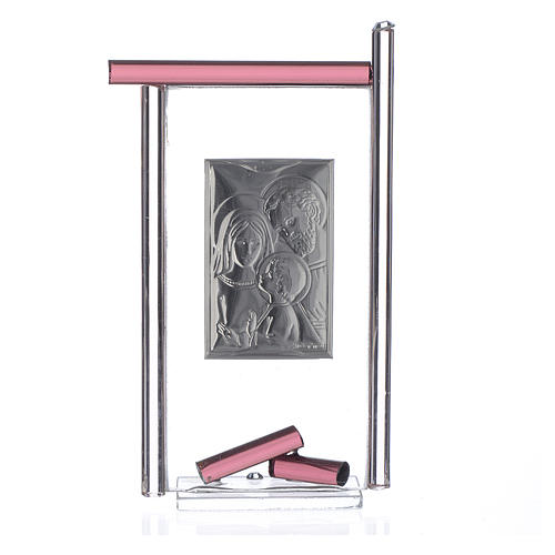 Pamiątka święta Rodzina srebro i szkło Murano fioletowe 13x8 cm 2