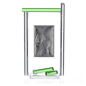 Pamiątka święta Rodzina srebro i szkło Murano zielone 13x8 cm