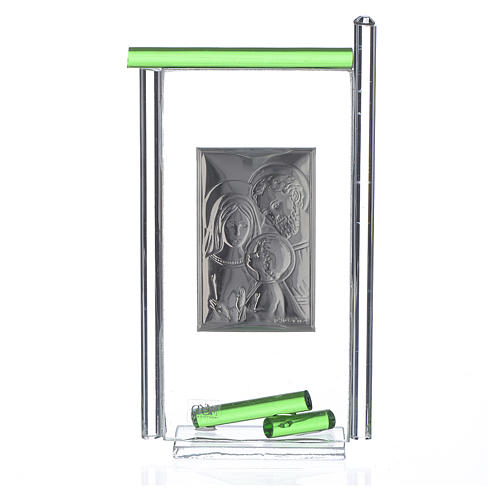 Pamiątka święta Rodzina srebro i szkło Murano zielone 13x8 cm 2