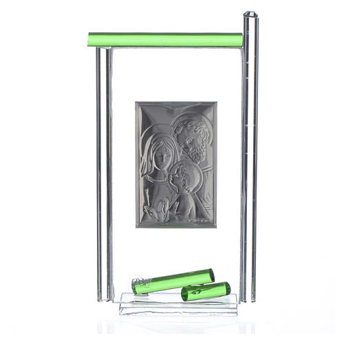 Lembrancinha S. Família prata vidro Murano verde 13x8 cm 3