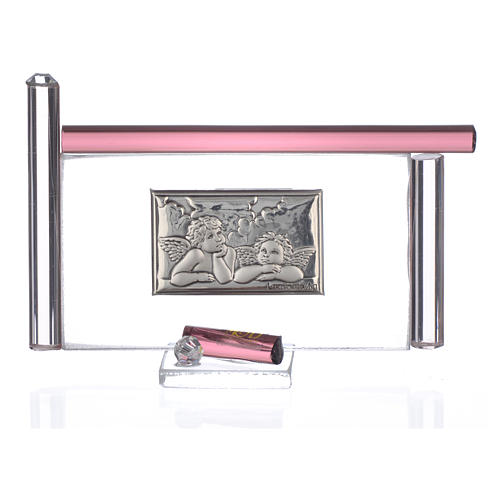 Obraz Anioły  srebro i szkło Murano fioletowe 9 cm 3