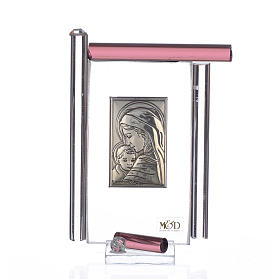 Obraz Macierzyństwo  srebro i szkło Murano fioletowe 9 cm