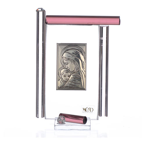 Obraz Macierzyństwo  srebro i szkło Murano fioletowe 9 cm 3