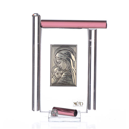 Obraz Macierzyństwo  srebro i szkło Murano fioletowe 9 cm 1