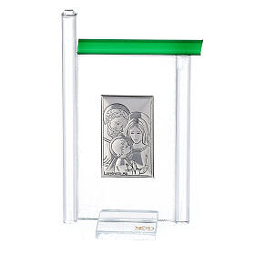 Painting Holy Family silver and Murano Glass, Green 9cm