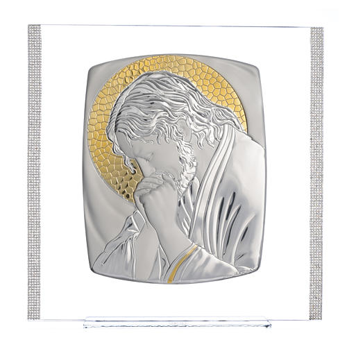 Quadro Cristo Argento e strass 32x32 cm 5