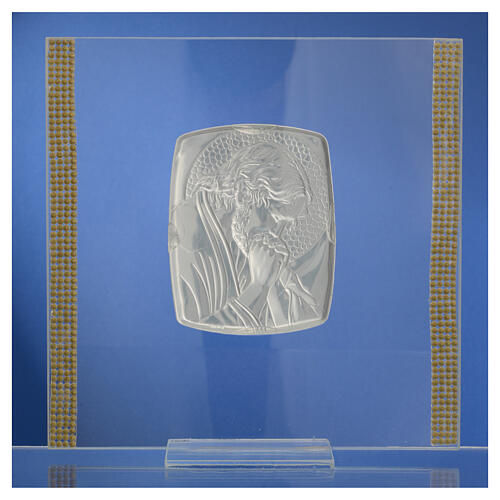 Bild aus Silber-Laminat und Strass Christus, 17,5x17,5 cm 5