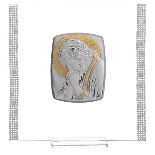 Favour with image of Christ in silver and rhinestones 17.5x17.5cm 5