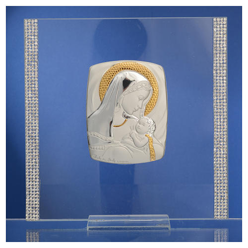 Quadro Batismo prata e strass maternidade 17,5x17,5 cm 7