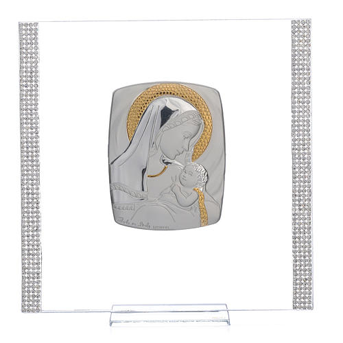 Quadro Batismo prata e strass maternidade 17,5x17,5 cm 1