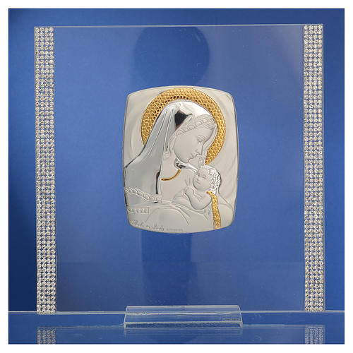 Quadro Batismo prata e strass maternidade 17,5x17,5 cm 2