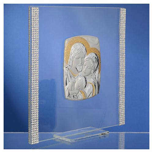 Obraz święta Rodzina srebro i brokat 17,5x17,5cm 7