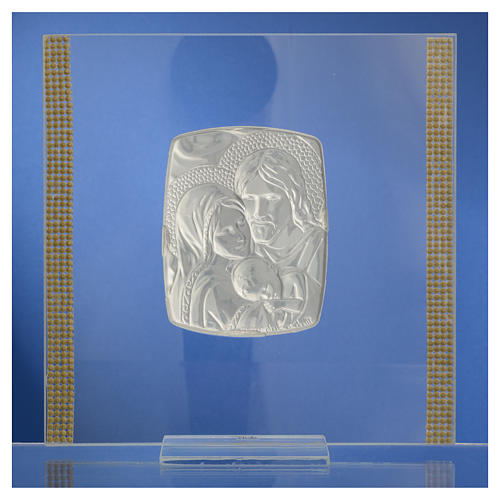 Obraz święta Rodzina srebro i brokat 17,5x17,5cm 8