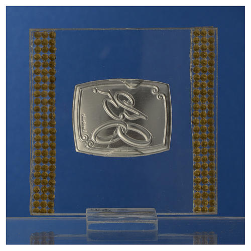 25 year anniversary favour silver and rhinestones 7x7cm 4