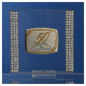 50 year anniversary favour silver and rhinestones 7x7cm