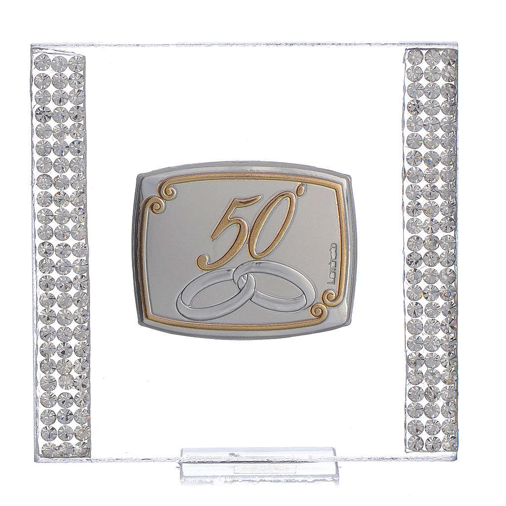 Bonbonniere Anniversaire 50 Ans Argent Et Strass 7x7 Cm Vente En Ligne Sur Holyart