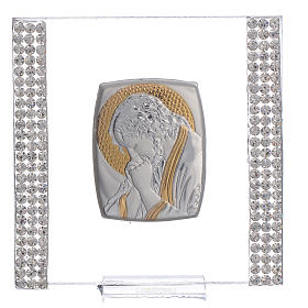 Favour with image of Christ in silver and rhinestones 7x7cm