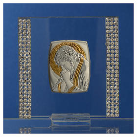 Favour with image of Christ in silver and rhinestones 7x7cm