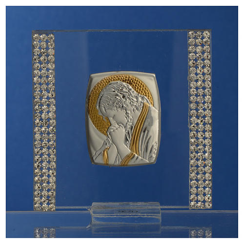Favour with image of Christ in silver and rhinestones 7x7cm 6